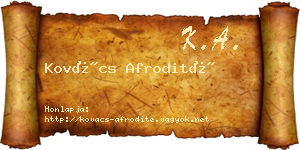 Kovács Afrodité névjegykártya